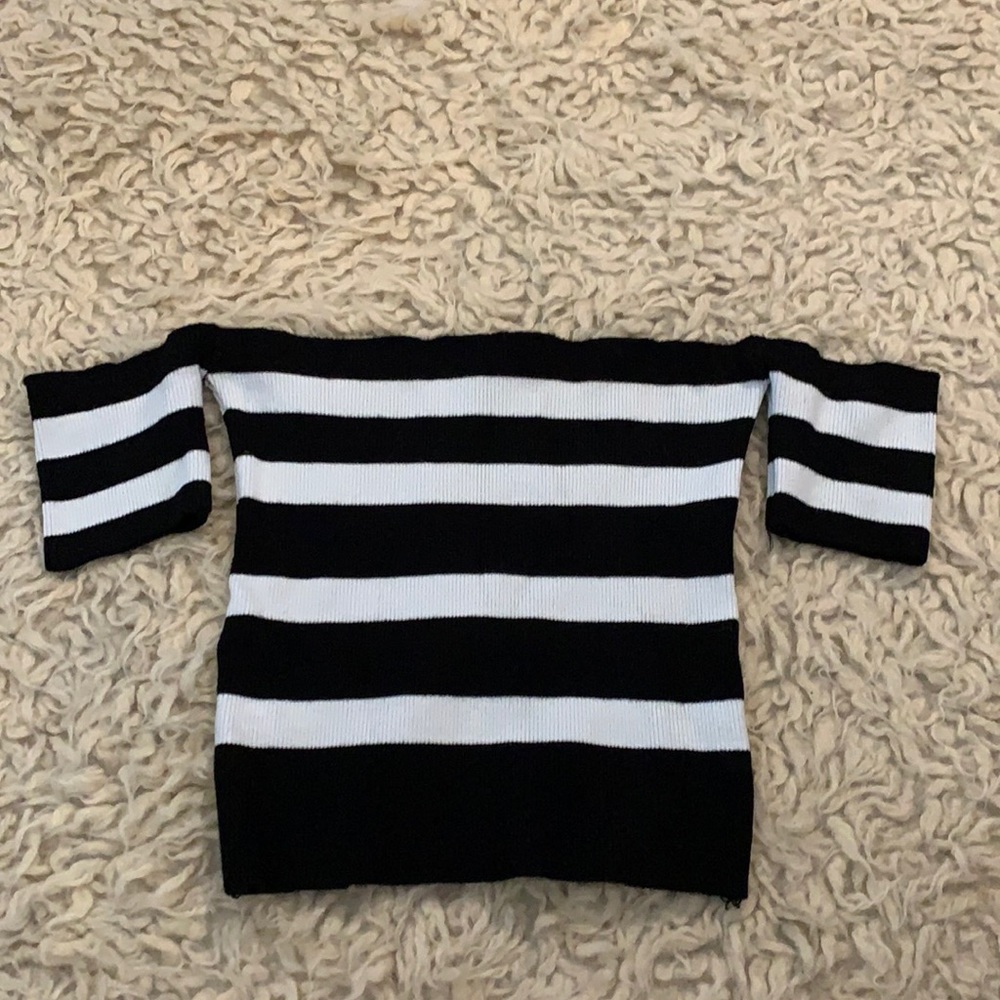 Off Shoulder Black & White Top
